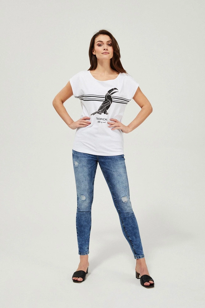 Jeansy rurki medium waist z przetarciami niebieskie