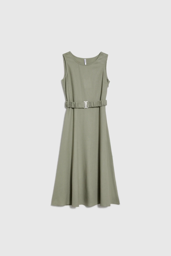 Sukienka z paskiem oliwkowa