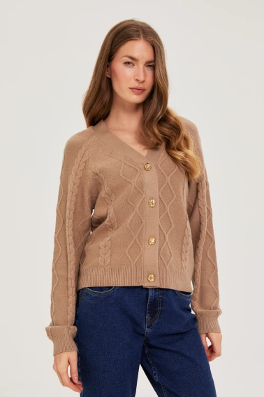 Dzianinowy kardigan beżowy