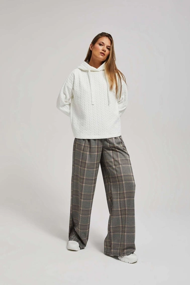 Bluza z kapturem i długimi rękawami perłowa