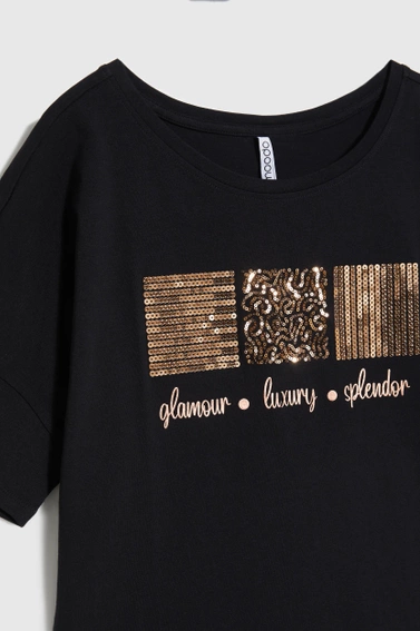 Bluzka z cekinami czarna