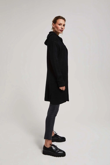 Długi kardigan z kieszeniami czarny