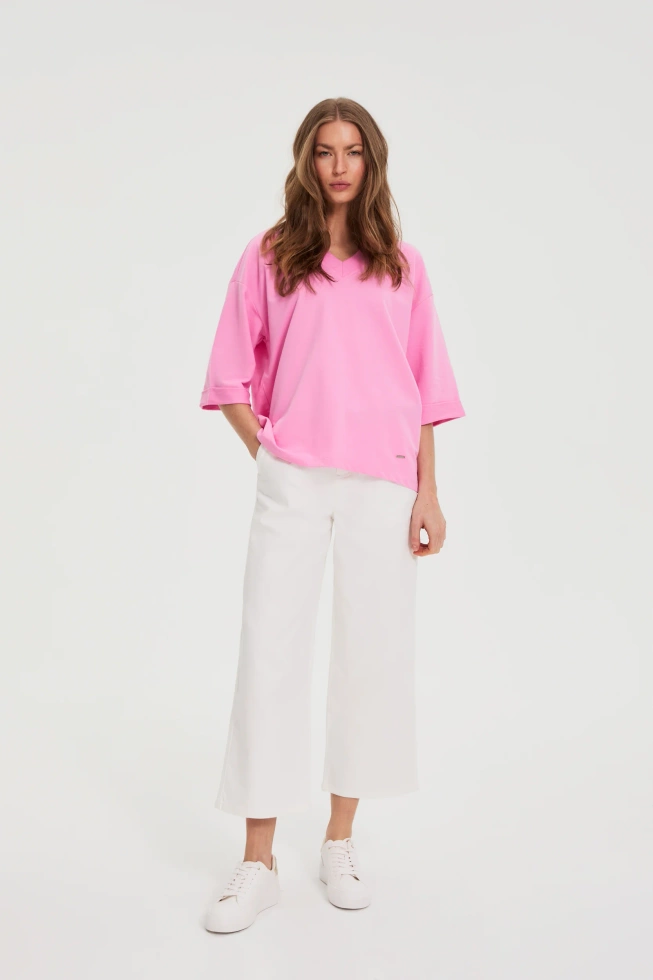 Bluza z dekoltem w serek różowa