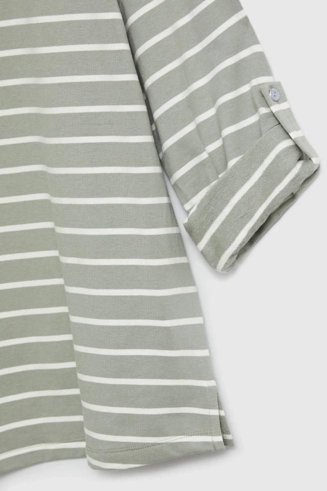 Bluza w paski oliwkowa