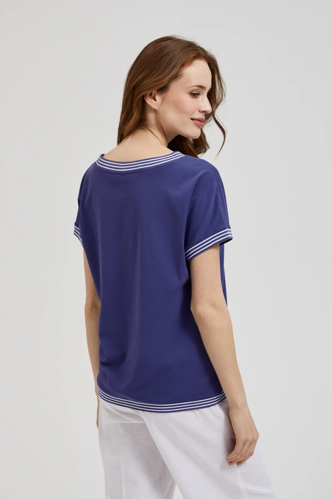 Bluzka z paskami na dekolcie i ramionach fioletowa