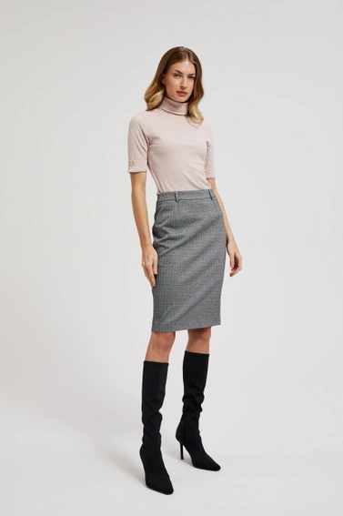 Prążkowana bluzka z golfem różowa