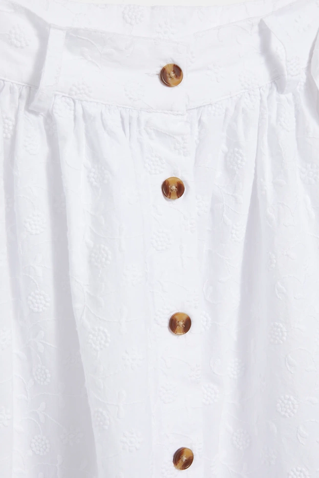 Spódnica midi z guzikami z wiązaniem w talii biała