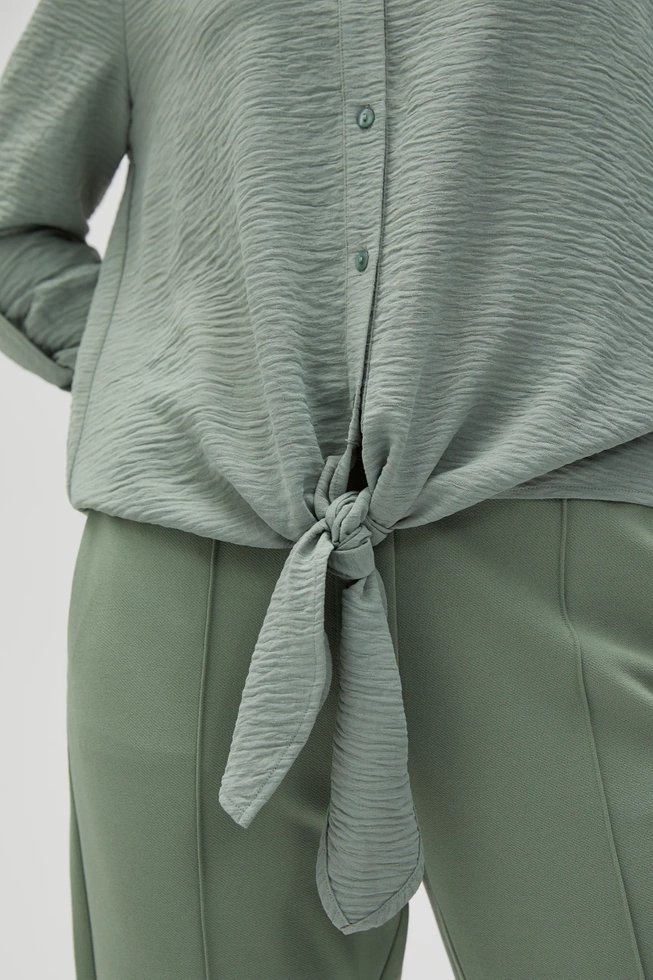 Koszula z wiązaniem oliwkowa