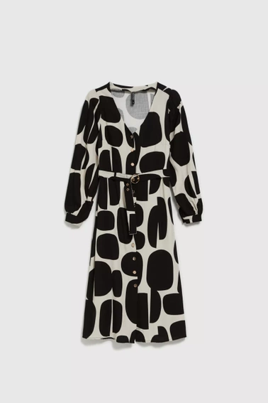 Sukienka z długimi rękawami i paskiem czarna