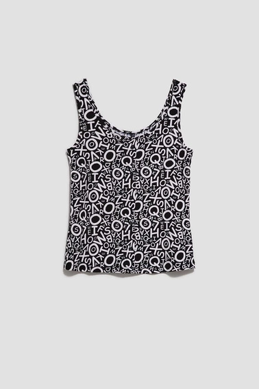 Top z printem czarno-biały