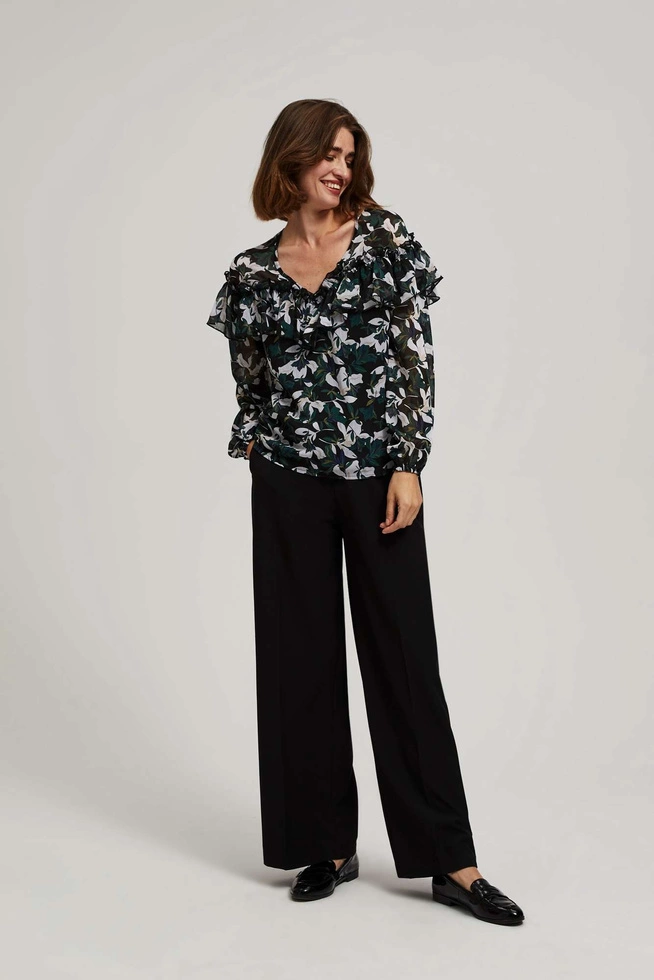 Koszula z falbanami i kwiecistym wzorem