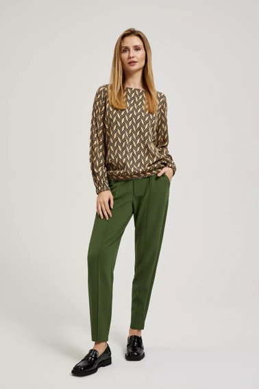 Wzorzysta koszula o prostym fasonie beżowa