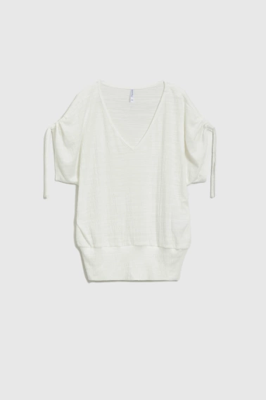 Bluzka biała z dekoltem w serek