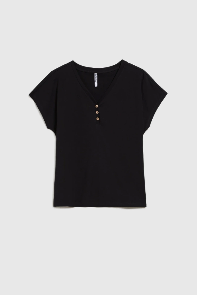 Bawełniana bluzka z guzikami czarna