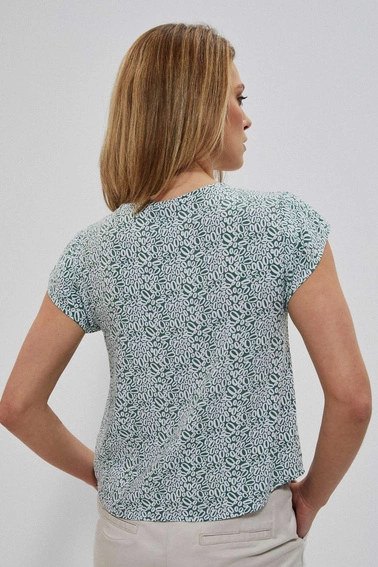 Bluzka koszulowa we wzory seledynowa