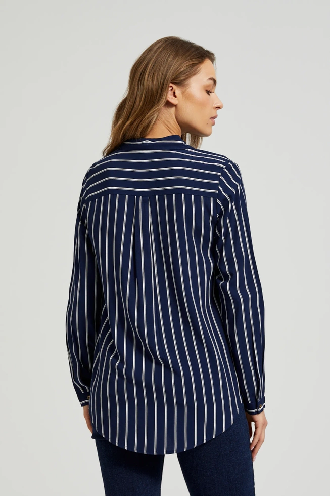 Koszula w paski z kieszeniami granatowa