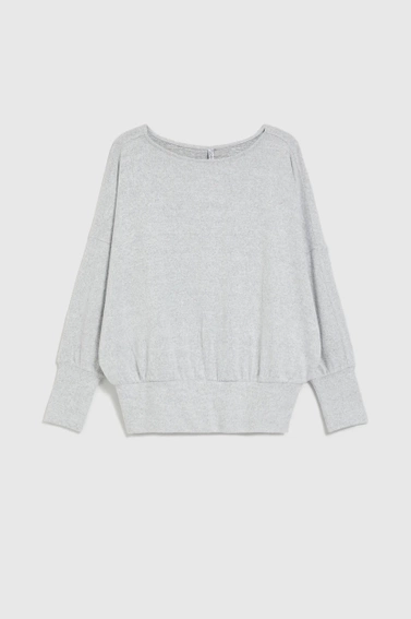 Gładki sweter z długimi rękawami szary