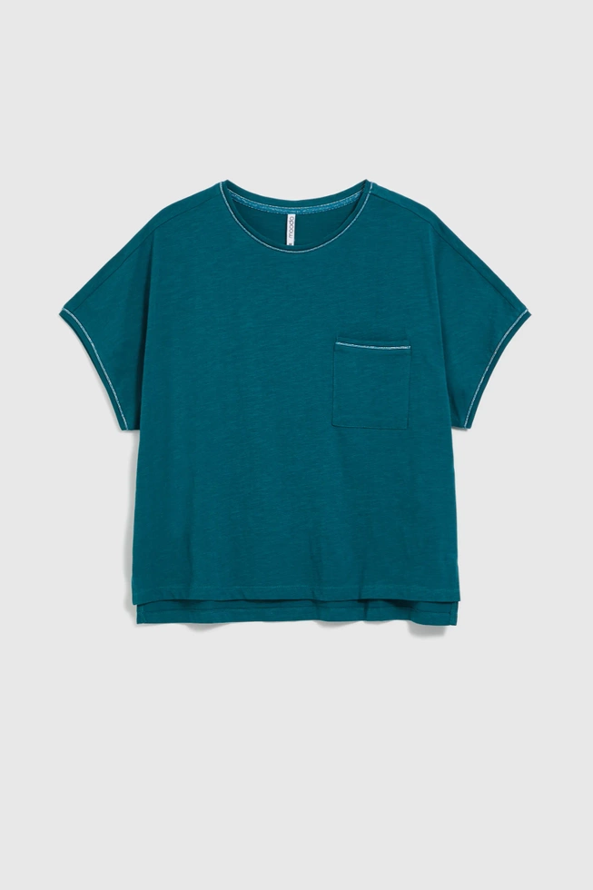 Bawełniana bluzka z kieszonką zielona