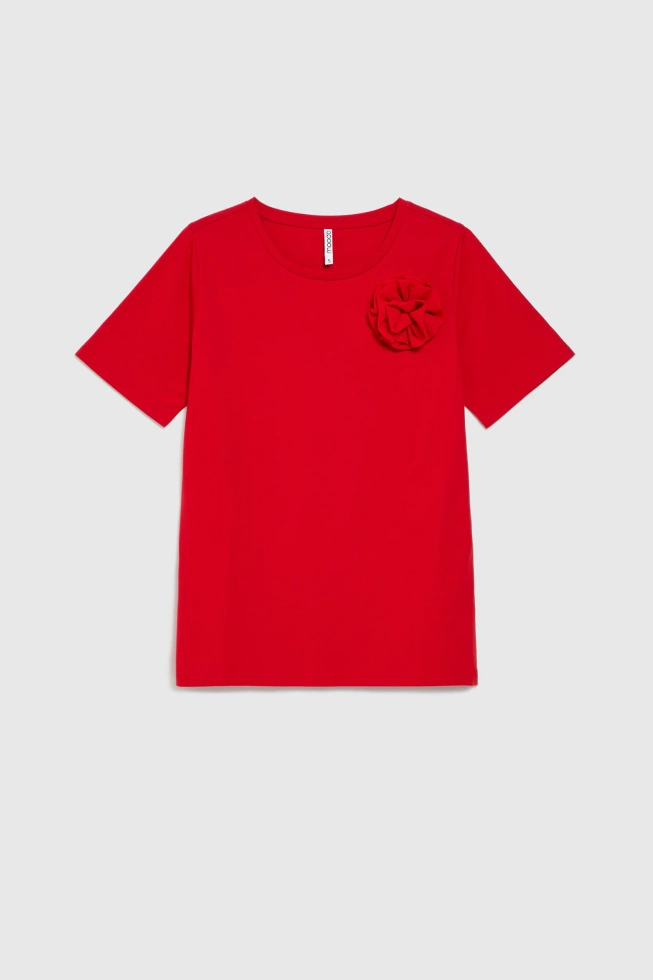 Bawełniana bluzka z aplikacją czerwona