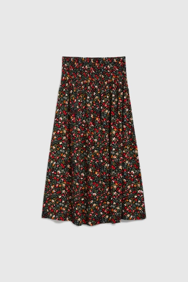 Spódnica midi w kwiaty czarna