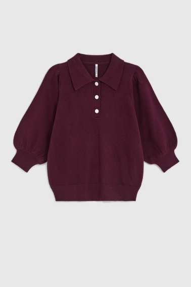 Sweter z kołnierzykiem burgundowy