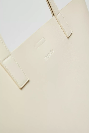 Torba shopper na długich paskach beżowa