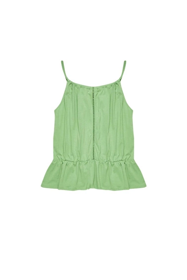 Bawełniany top na ramiączkach malahitowy