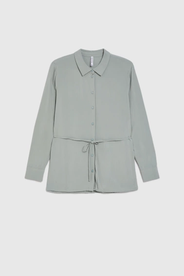 Koszula z wiązaniem oliwkowa