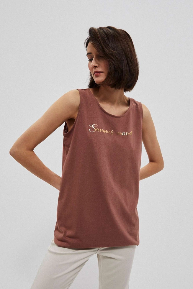 Koszulka z metalicznym nadrukiem czekoladowa