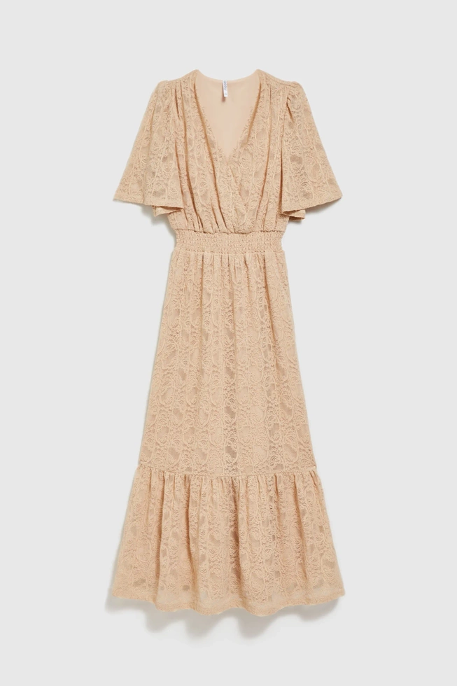 Koronkowa sukienka midi beżowa