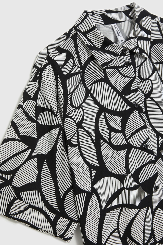 Wiskozowa koszula czarno-biała