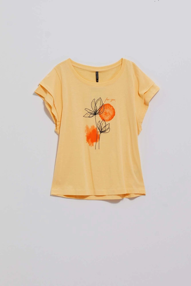 T-shirt z nadrukiem waniliowy