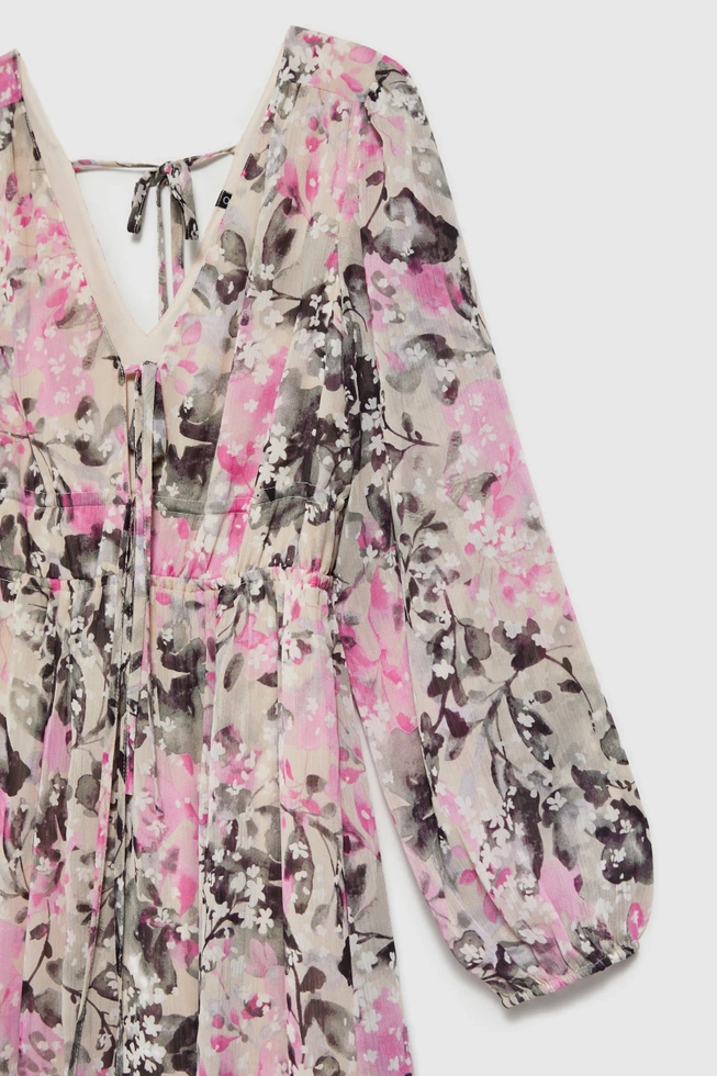 Sukienka maxi z kwiatowym wzorem szara