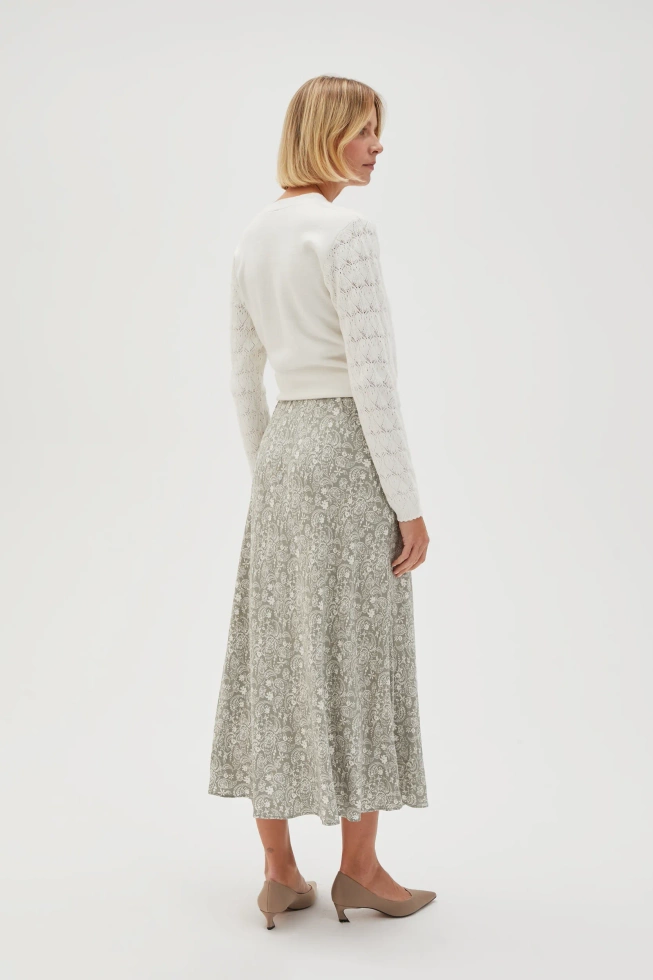 Wiskozowa spódnica midi oliwkowa