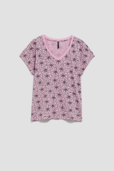 Bluzka z kwiatowym printem pudrowo-różowa