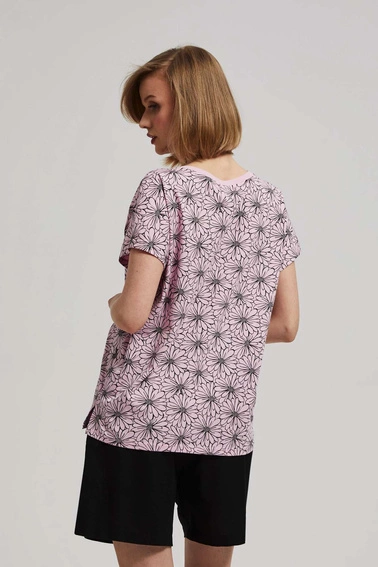 Bluzka z kwiatowym printem pudrowo-różowa