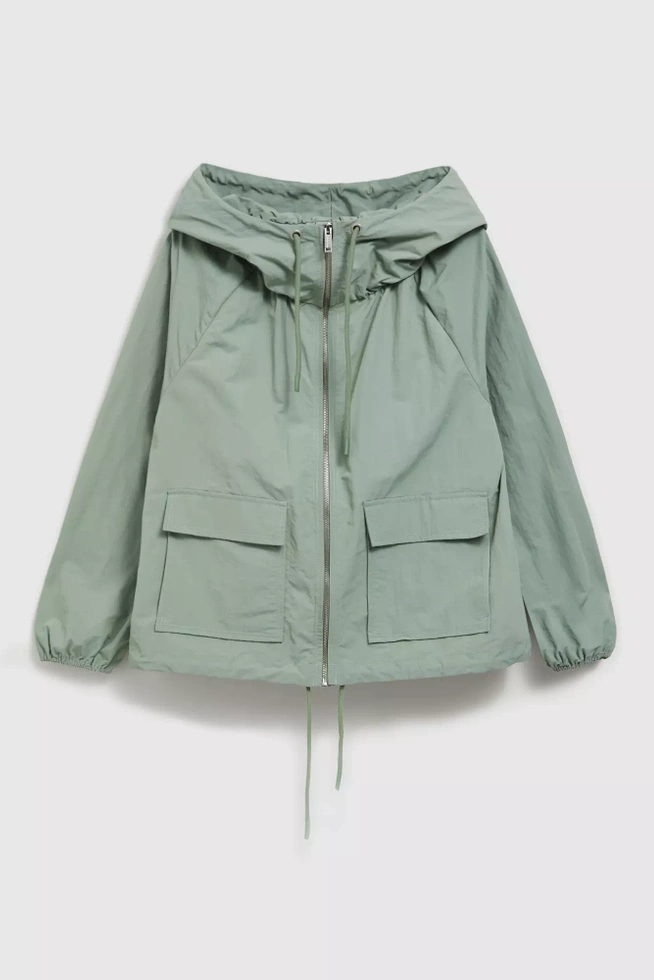 Wodoodporna kurtka z kapturem oliwkowa