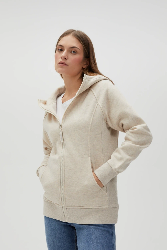 Rozpinana bluza z kapturem beżowa