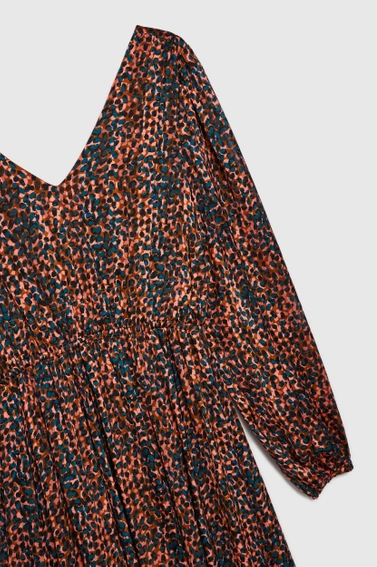 Sukienka maxi z bufiastymi rękawami brązowa