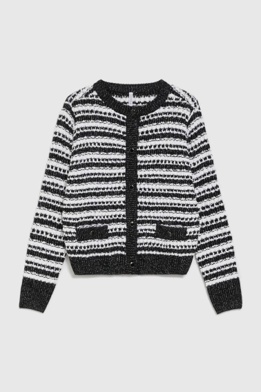 Kardigan w paski czarny