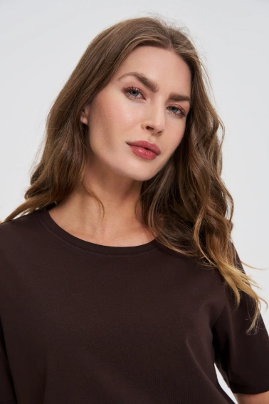 Gładki t-shirt brązowy