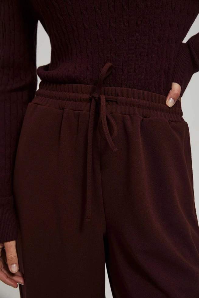 Spodnie z szerokimi nogawkami kasztanowe