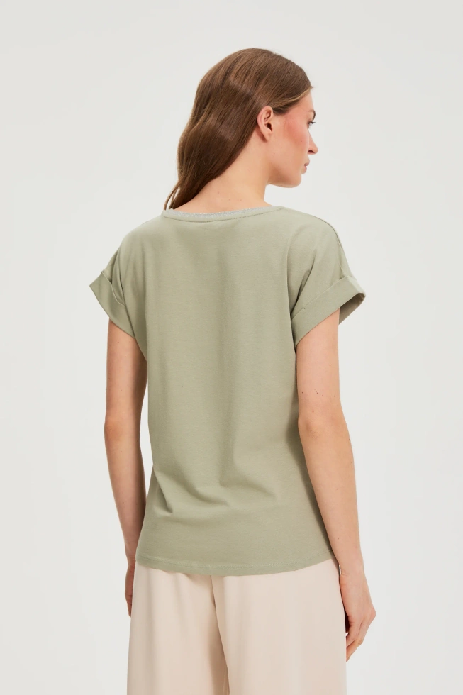 Bluzka z napisem oliwkowa