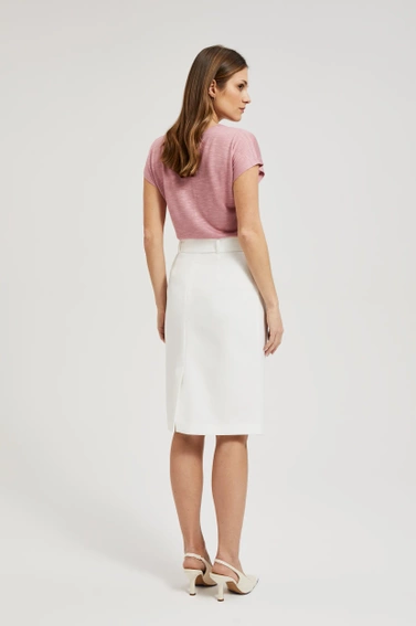 Ołówkowa spódnica z szerokim paskiem biała