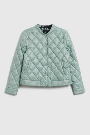 Krótka pikowana kurtka oliwkowa