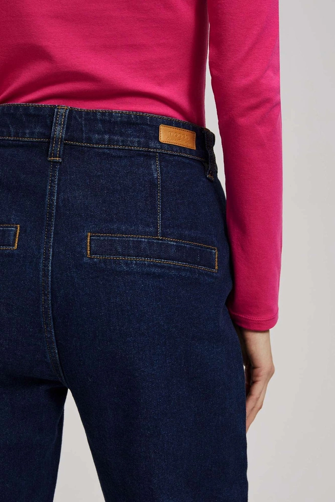 Jeansy wide leg ze średnim stanem granatowe