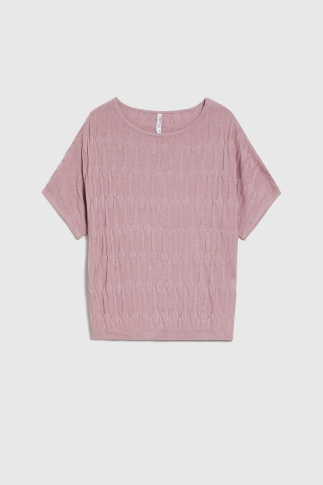 Sweter z krótkimi rękawami różowy