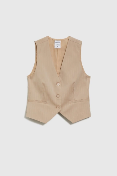 Kamizelka w paski beżowa