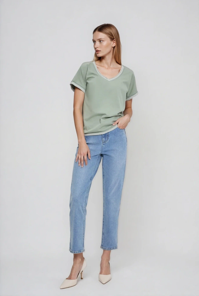 Bluzka z bawełny oliwkowa