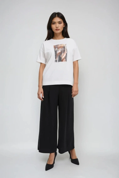 Bawełniana bluzka z nadrukiem biała